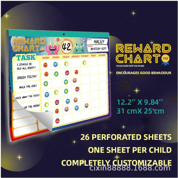 Reward Chart Pad for Kids with 32 Chore Charts Magnetic Behavior Chart ...