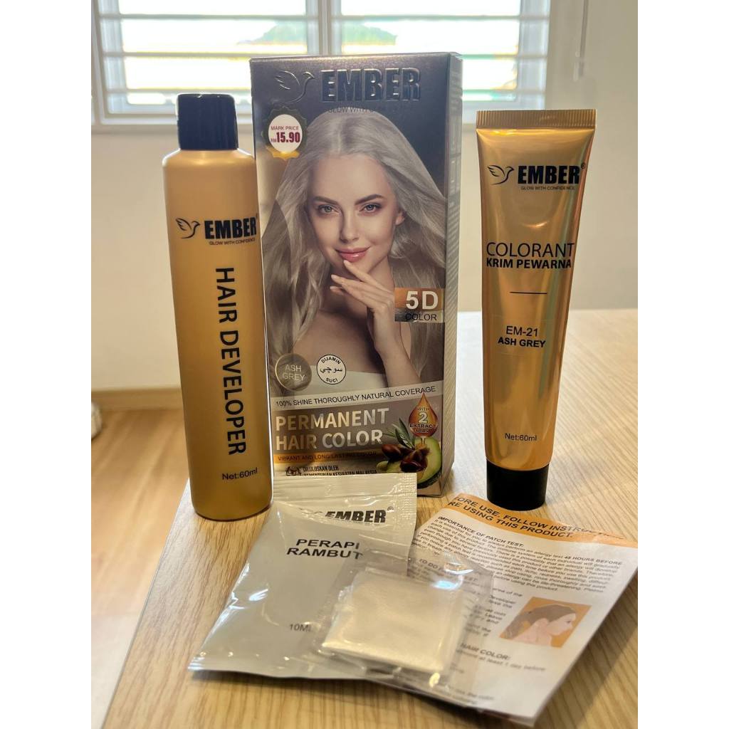 EMBER PERMANENT HAIR COLOR 60 ML/ASH COLORS /Hair Bleach/(Malaysia KKM ...