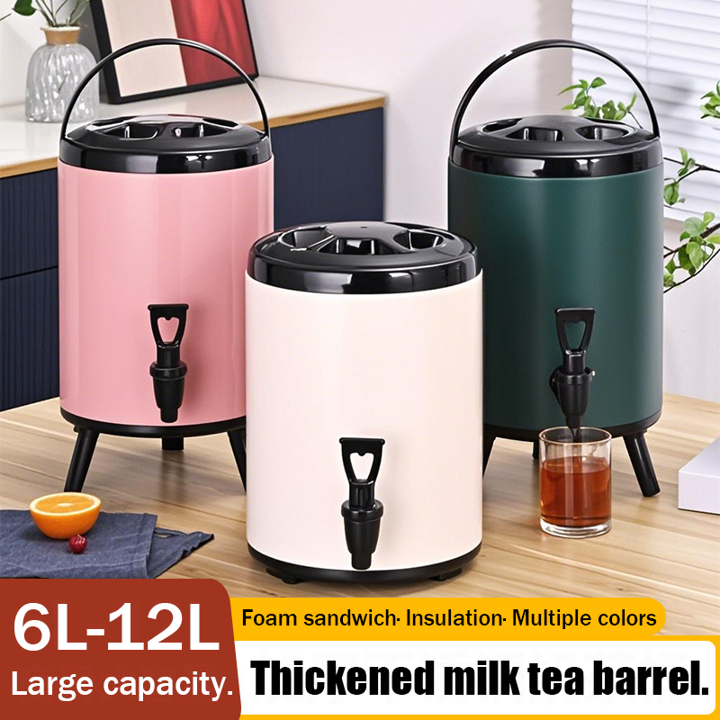 Stainless Steel Milk Tea Bucket Water Dispenser Hot And Cold Thermos ...