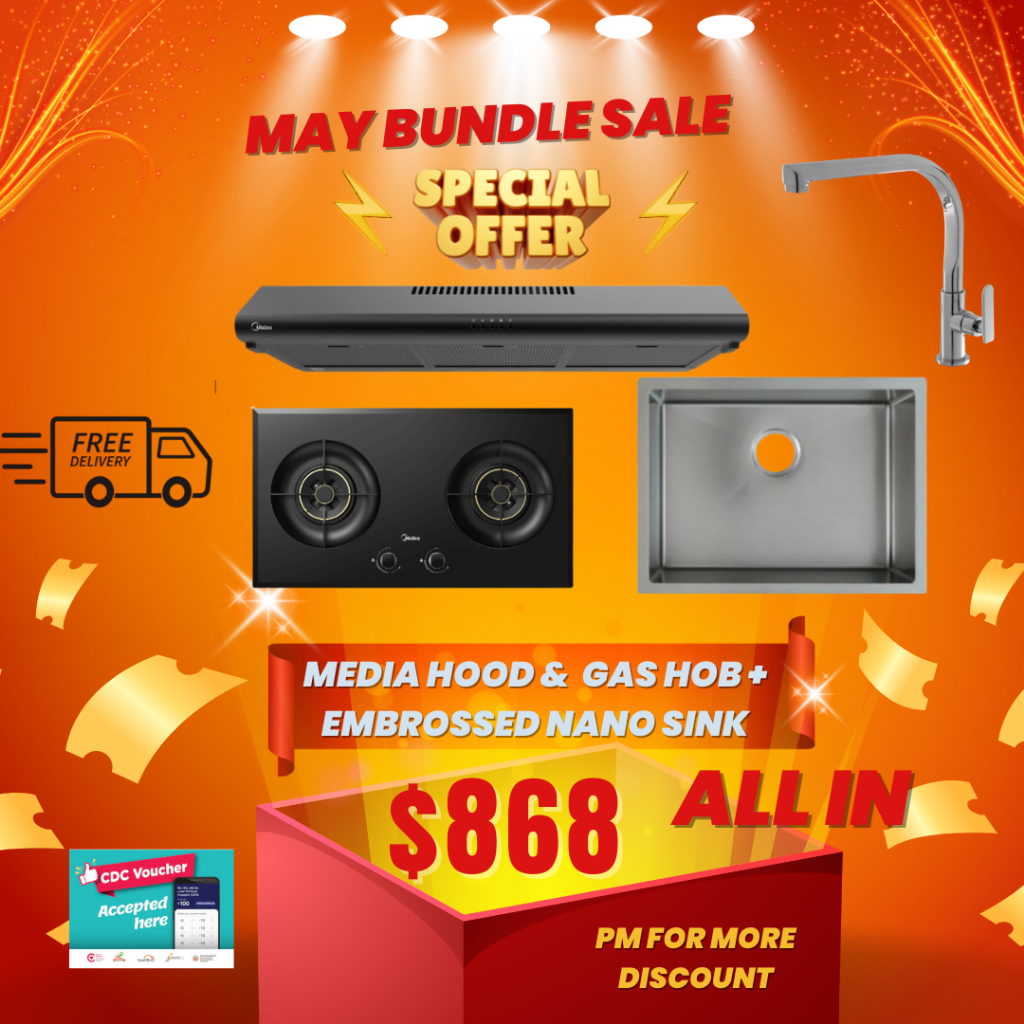 CDC VOUCHER-MEDIA Premium Kitchen Hood, Hob & Sink Bundle Set | Shopee ...