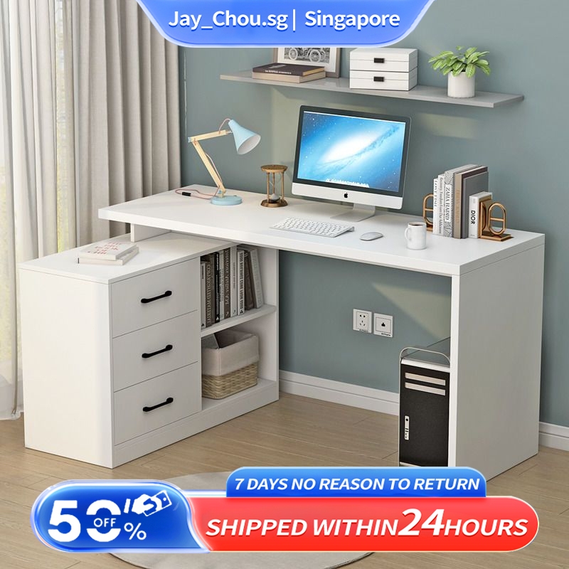 [Upgraded] Desk Bookcase One Bedroom Study Table Workstation Corner ...