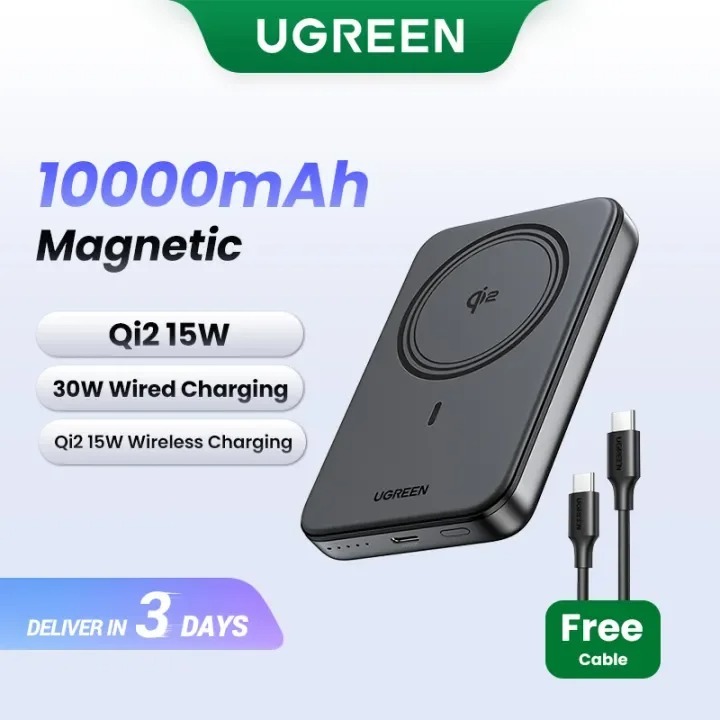 UGREEN Qi2 10000mAh PD 30W Powerbank USB Type C Magnetic 15W Wireless ...
