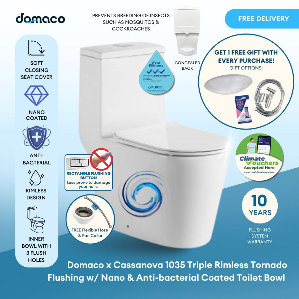 Domaco x Cassanova 1035 Triple Rimless Tornado Flushing w/ Nano & Anti ...