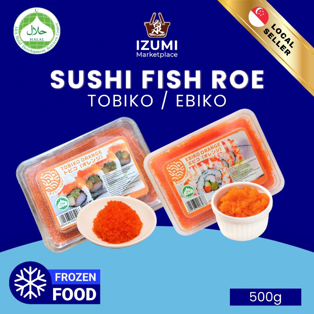 HALAL | Fish Roe For Sushi Toppings Tobiko / Ebiko (500g/pkt) | Shopee ...