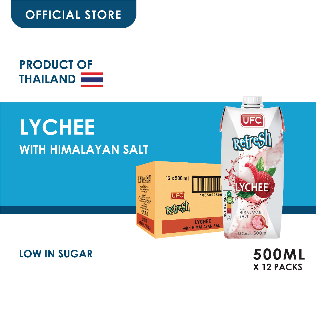 [Carton of 12] UFC Refresh Lychee with Himalayan Salt 500ml | Shopee ...