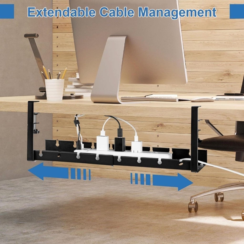 【SG STOCK】Extendable Under Desk Cable Organizer 43CM-74CM Under Table ...