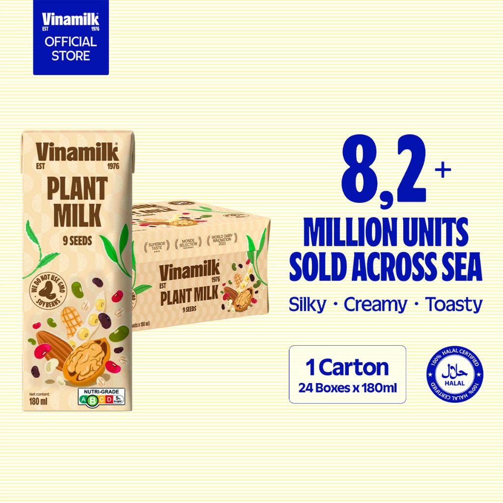 [Carton Deal] Vinamilk Plant Milk 9 Seeds, Plant Based Milk 24 x 180ml ...