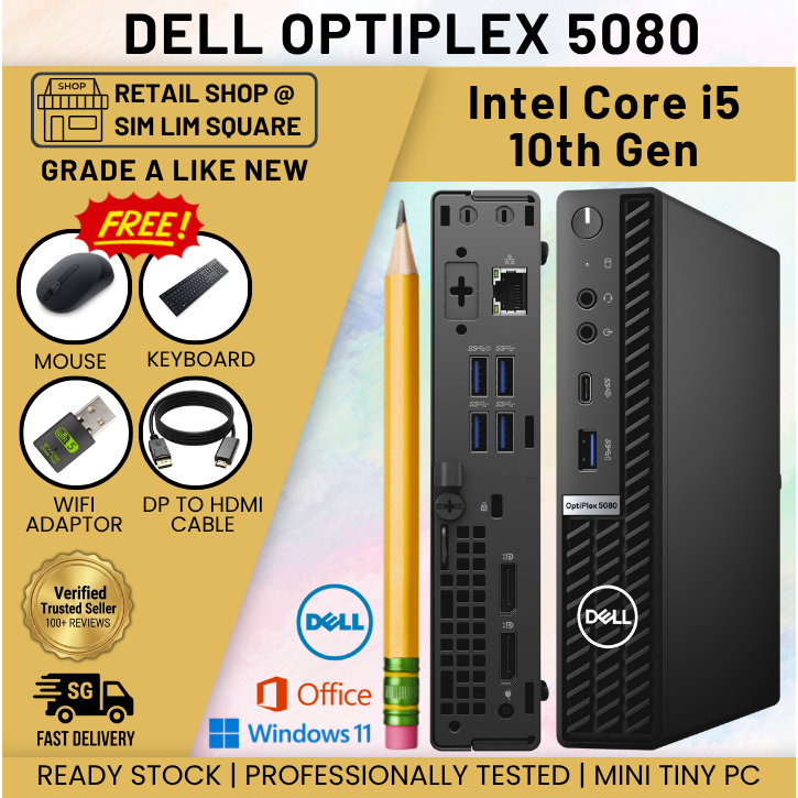 Dell OptiPlex 5080 Mini PC i5-10th Gen Windows 11 Pro MS Office