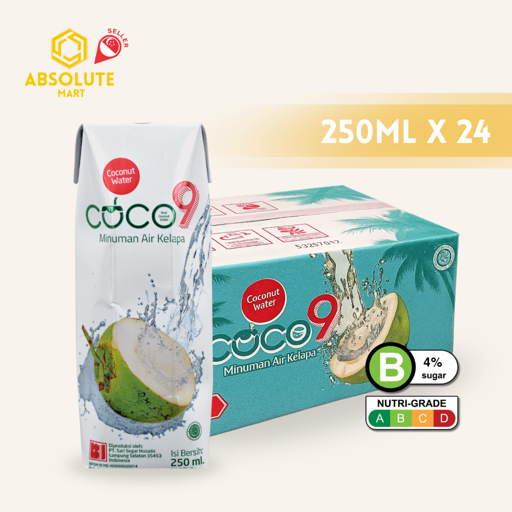 COCO9 100% Coconut Water 250ML X 24 (TETRA) | Shopee Singapore