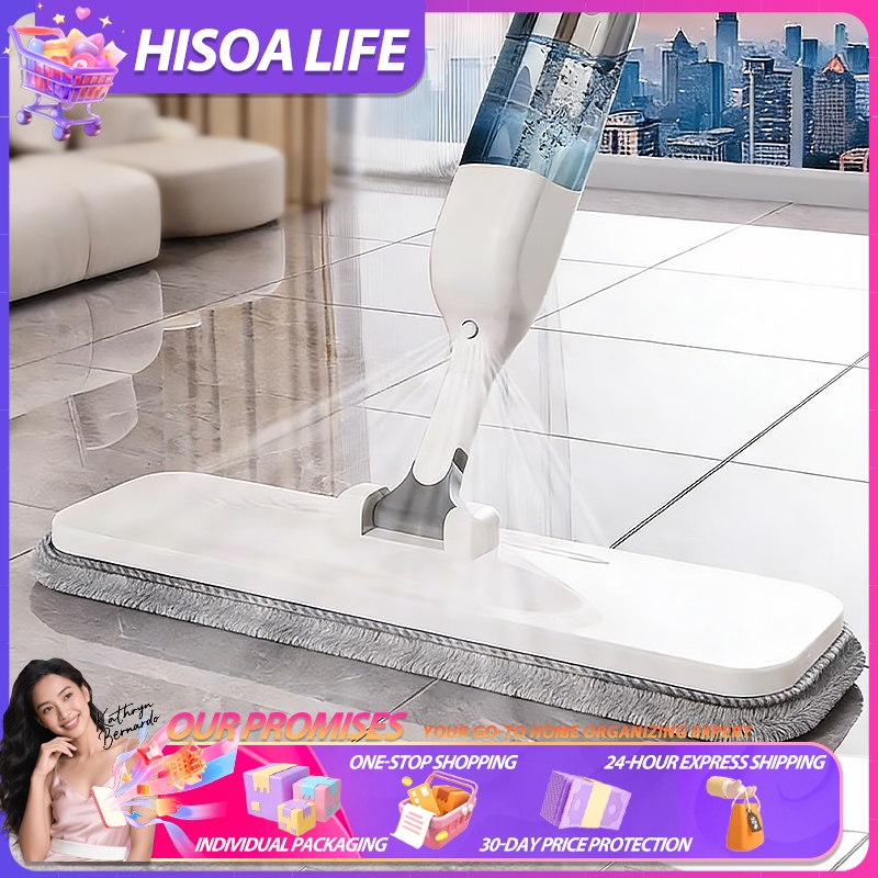 Hisoa Spray Mop Water Spray Mop With Reusable Microfiber Pads 360 ...
