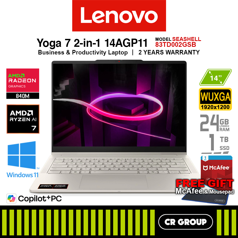 [Free McAfee]Lenovo Yoga 7 2-in-1 14AGP11 - Ryzen AI 7 445 - AMD Radeon ...