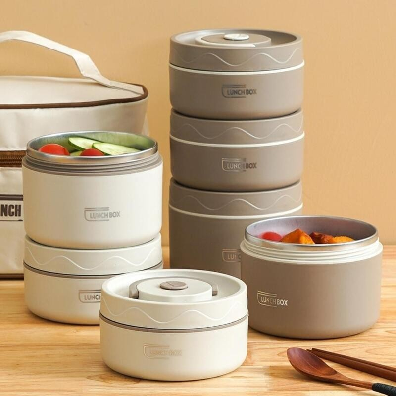 SG Local-Microwaveable 304 Stainless Steel Lunch Box Round Insulated ...