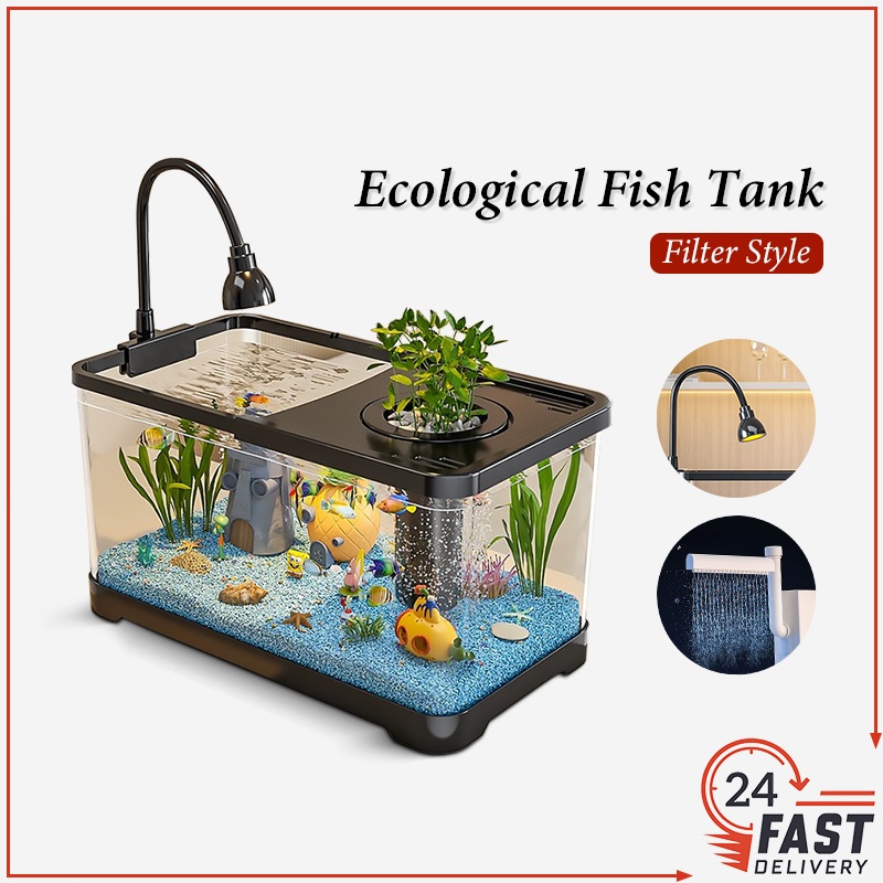 【SG STOCK 】Ecological Fish Tank with Filter - Landscape Design Lazy ...