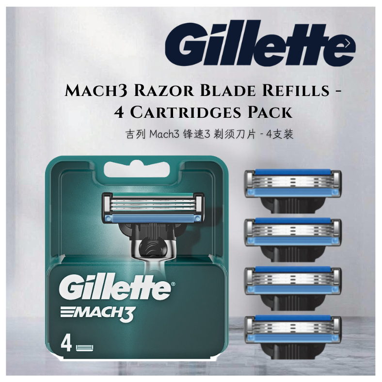 Gillette Mach3 Razor Blade Refills - 4 Cartridges Pack | Men’s Shaving ...