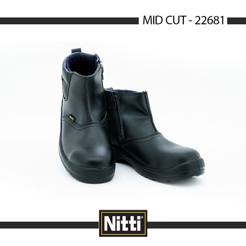 NITTI SAFETY SHOE MID CUT ZIP UP, 22681 (free charcoal 1 bag