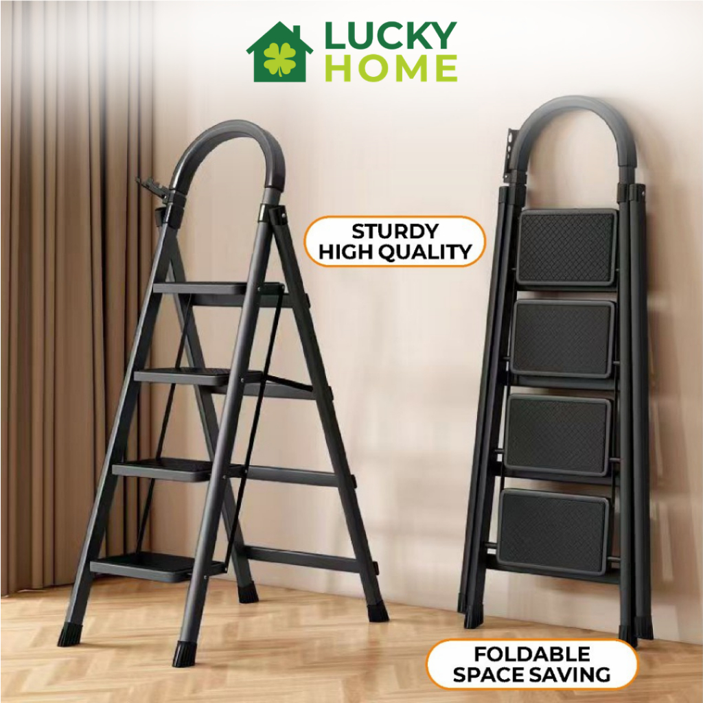 🇸🇬Lucky Home🔥Stool Step Foldable Ladder Anti-Slip Carbon Steel ...