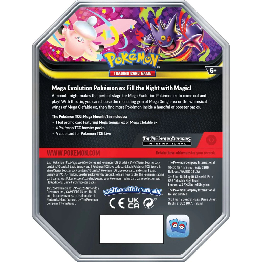 Pokémon Mega Moonlit Tin | Mega Gengar ex / Mega Clefable ex Alt