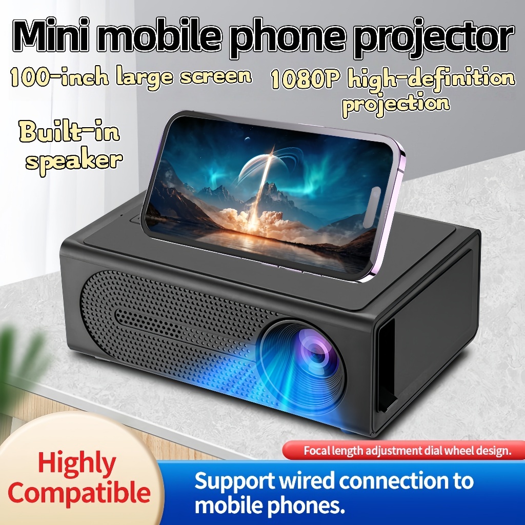 M200S Portable Mini Projector LED Phone Home Theater Cable Phone with ...