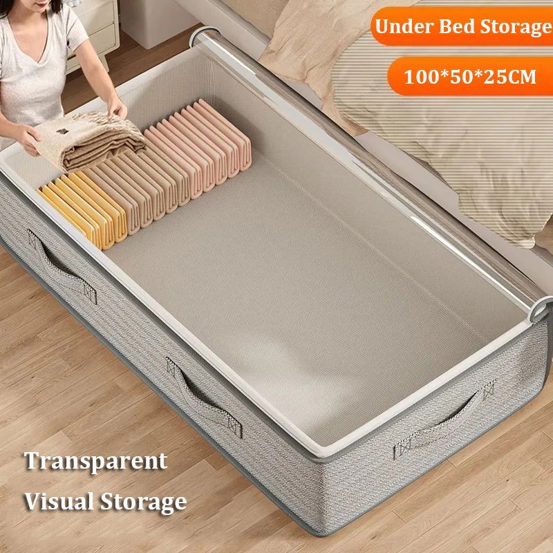 100CM Under bed Waterproof large storage box with visible lid Foldable ...