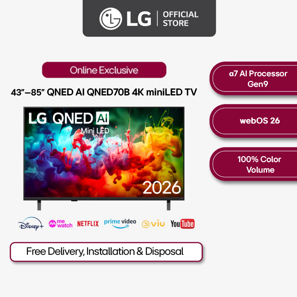 [New] [Online Exclusive] LG QNED AI QNED70B 4K miniLED TV | α7 AI ...