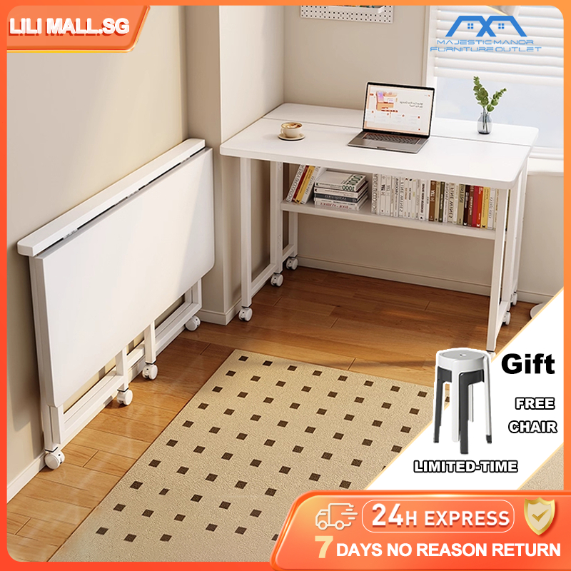 【LILI.SG】Foldable table movable computer desk home foldable study desk ...