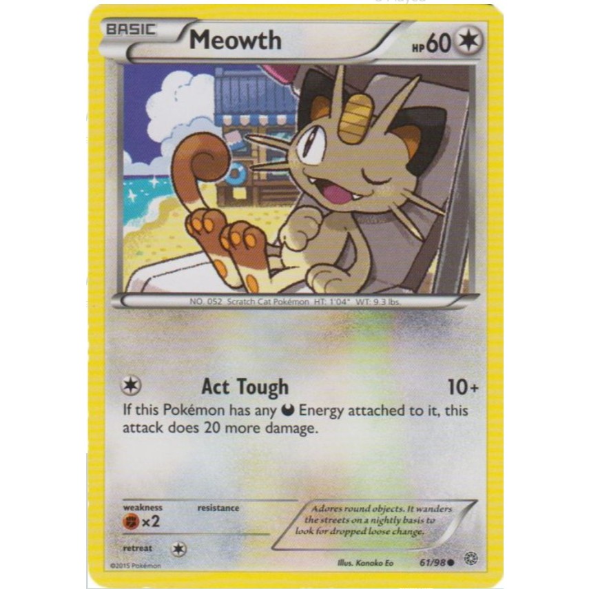 English Pokemon Card Meowth - 61/98 / Persian - 62/98 - Common