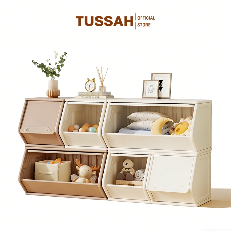 TUSSAH Front Opening Storage Box Combination Storage Cabinet Stackable ...