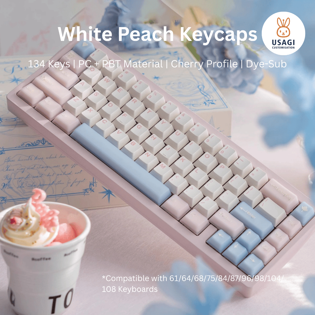 [SG Local Stock] White Peach Keycaps | Cherry Profile | PC + PBT Dye ...