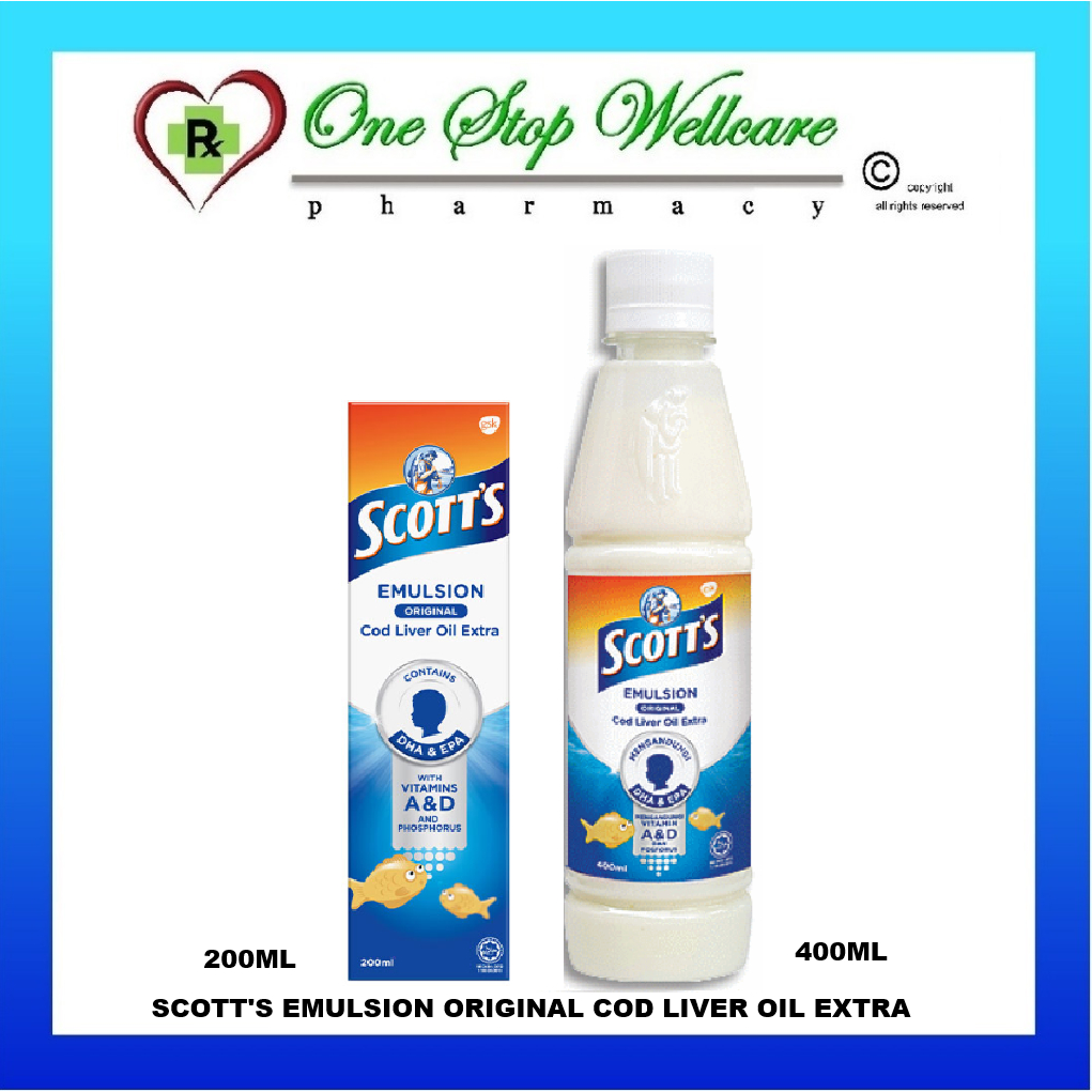 SCOTT'S EMULSION ORIGINAL COD LIVER OIL EXTRA 200ML / 400ML | Shopee ...