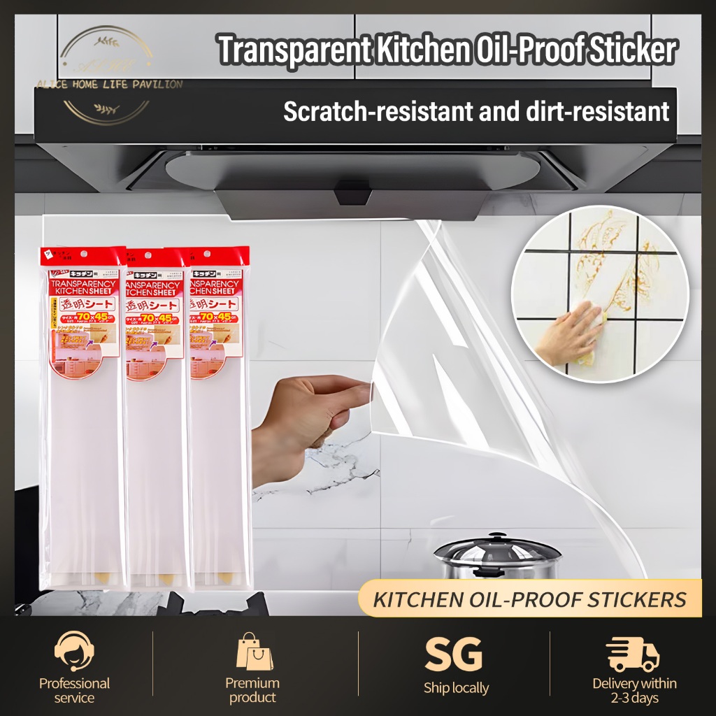 SG Stock Transparent Kitchen Oil Proof Wall Sticker wall protection ...