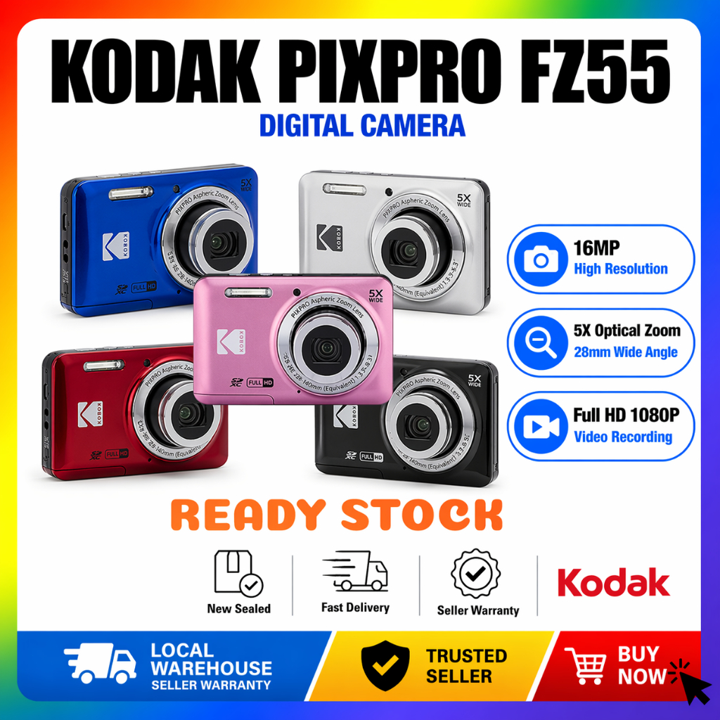 Kodak PIXPRO FZ45 / FZ55 Digital Camera 16MP 4X/5X Optical Zoom 1080P ...