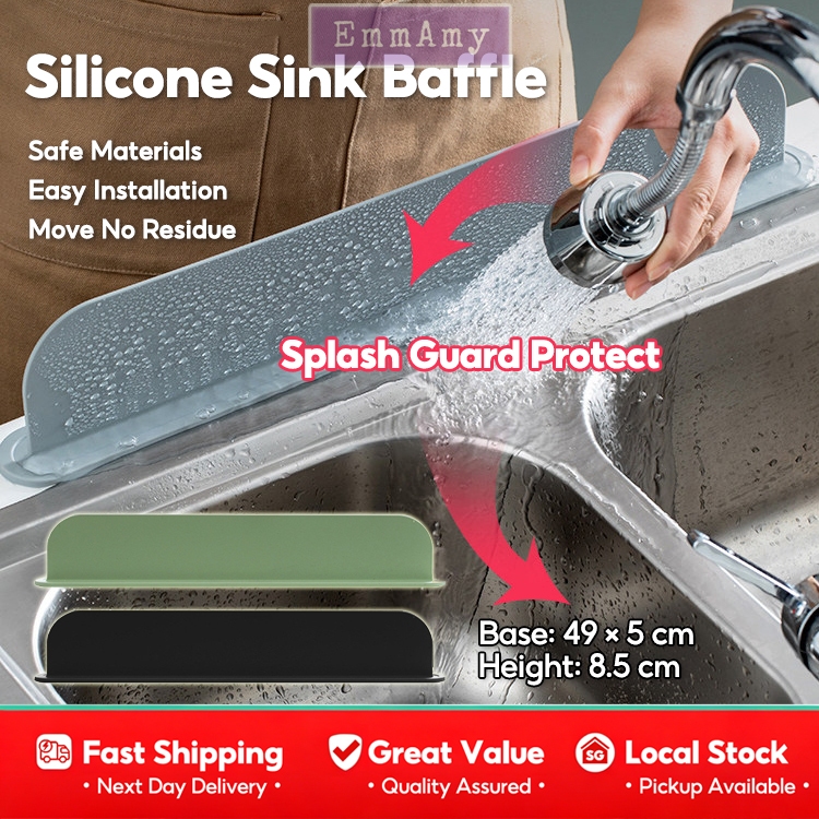 SG EmmAmy Silicone Sink Baffle Splash Guard Protect Countertop Splash ...