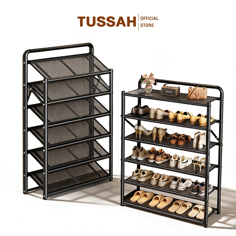 TUSSAH Foldable Shoe Rack Stainless Steel Shoe Storage Rack No ...