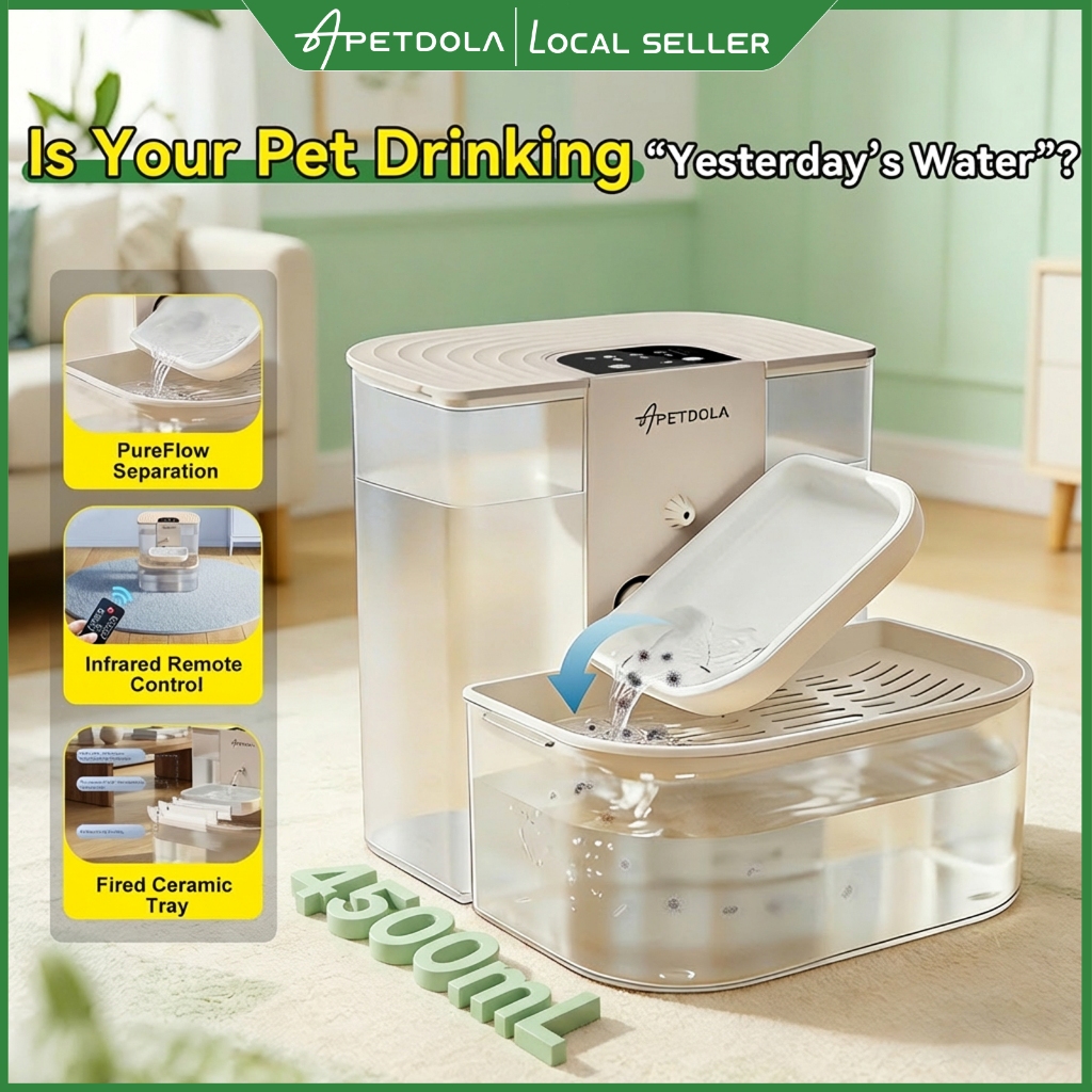 Apetdola-Local Seller Cat Water Fountain Wireless Wastewater Separation  4000mAh 4.5L No Filters | Shopee Singapore