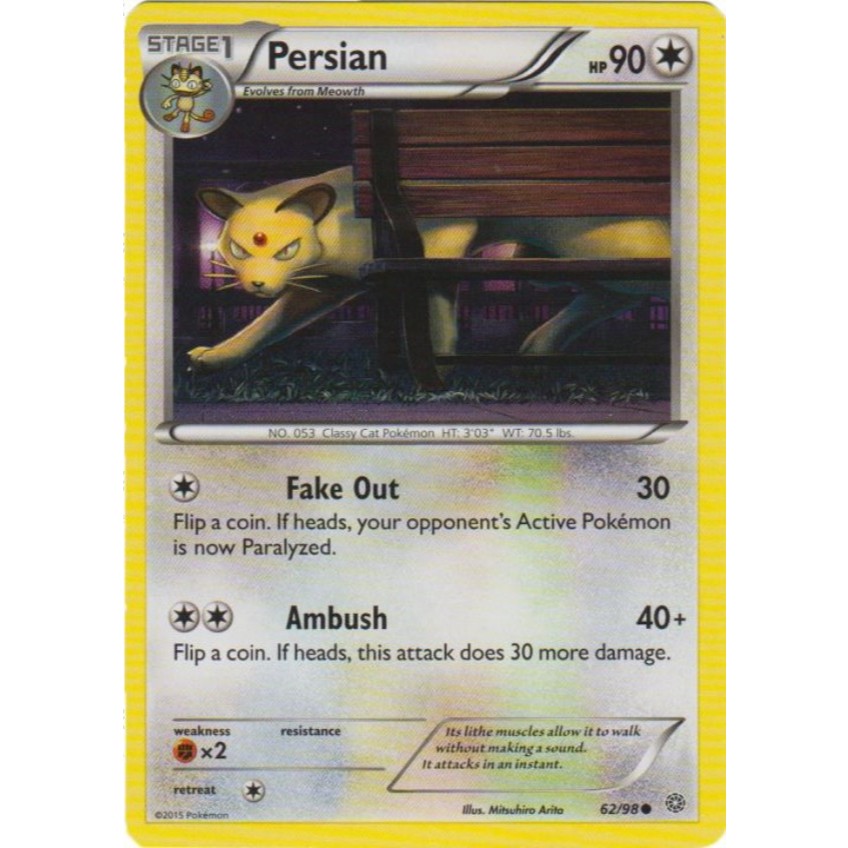 English Pokemon Card Meowth - 61/98 / Persian - 62/98 - Common