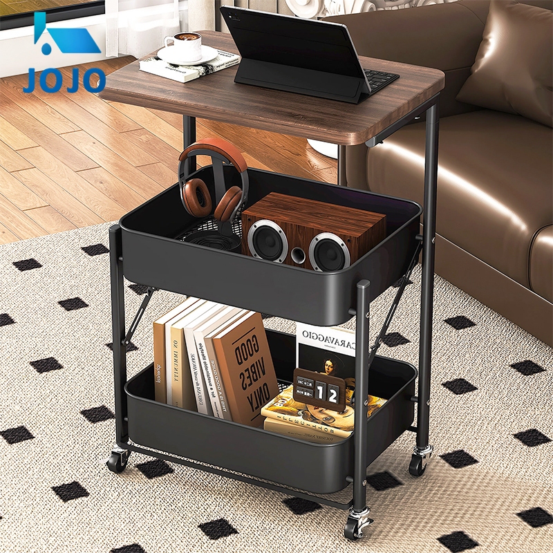 Metal Trolley Cart Rack Solid Wood Kitchen Storage Rack With Wheels ...