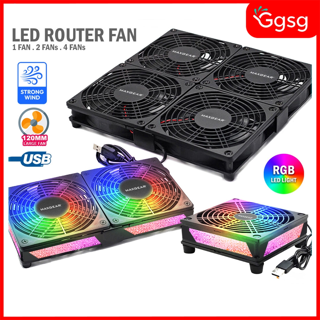 【SG】USB Silent Cooling Fan Powerful Router Modem RGB LED WiFi Heat TV ...