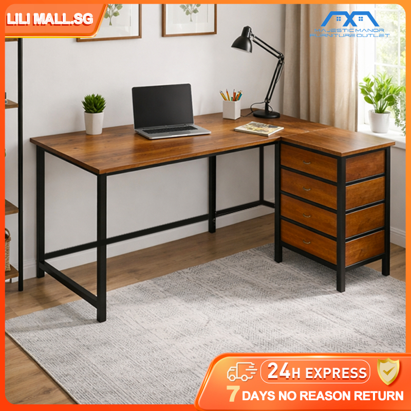 【LILI.SG】L-shaped modern desk table Corner computer desk student desk L ...
