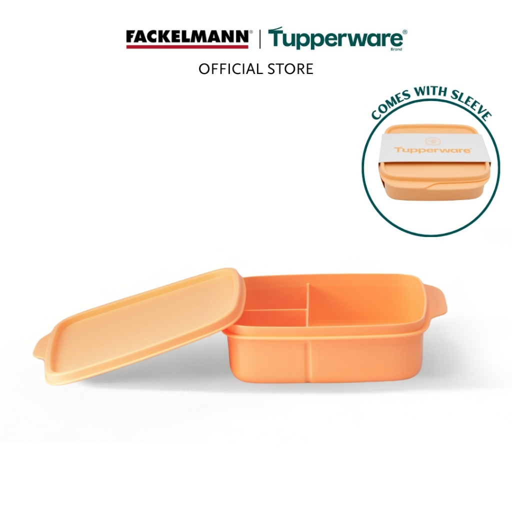 Tupperware Square Divided Lunch Box (550ml, Peach) TP0027 | Shopee ...