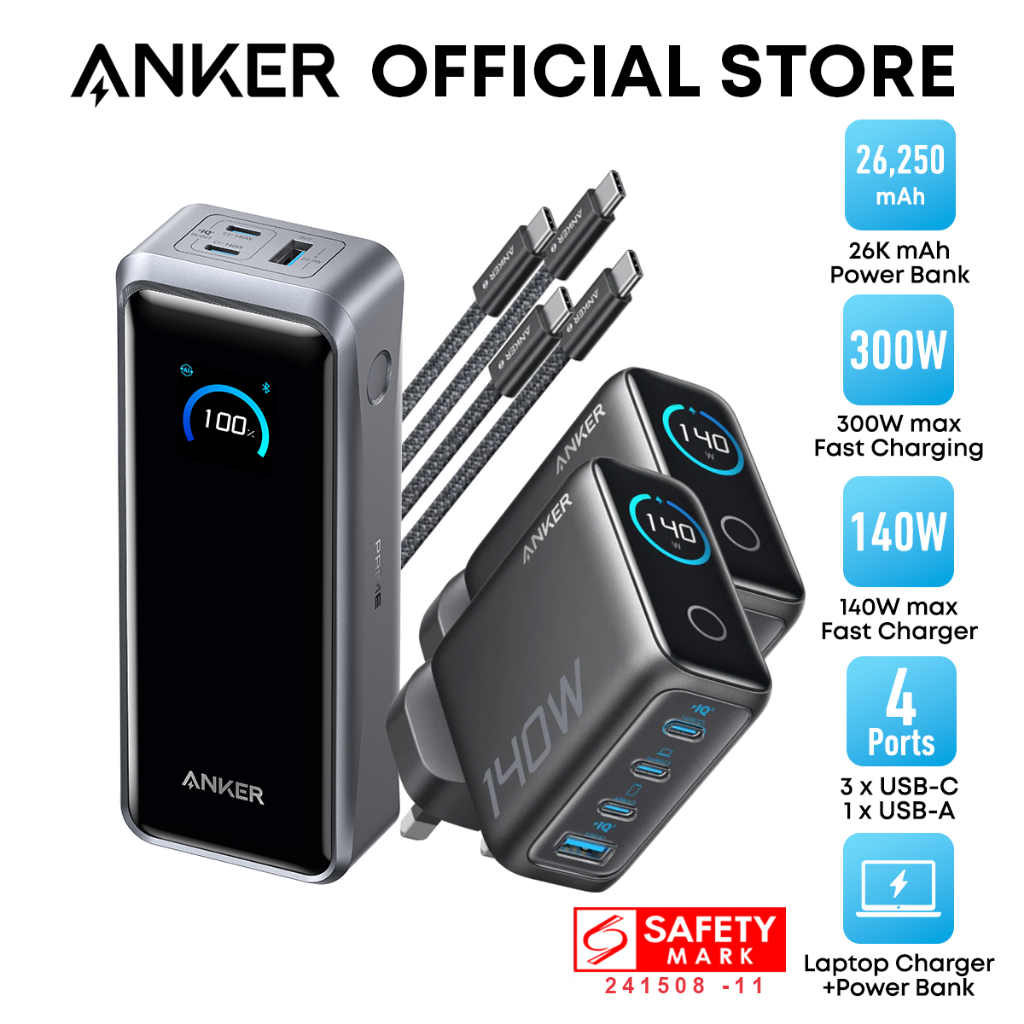 Anker Prime Power Bank 26250mAh 3-Port 300W Portable Charger