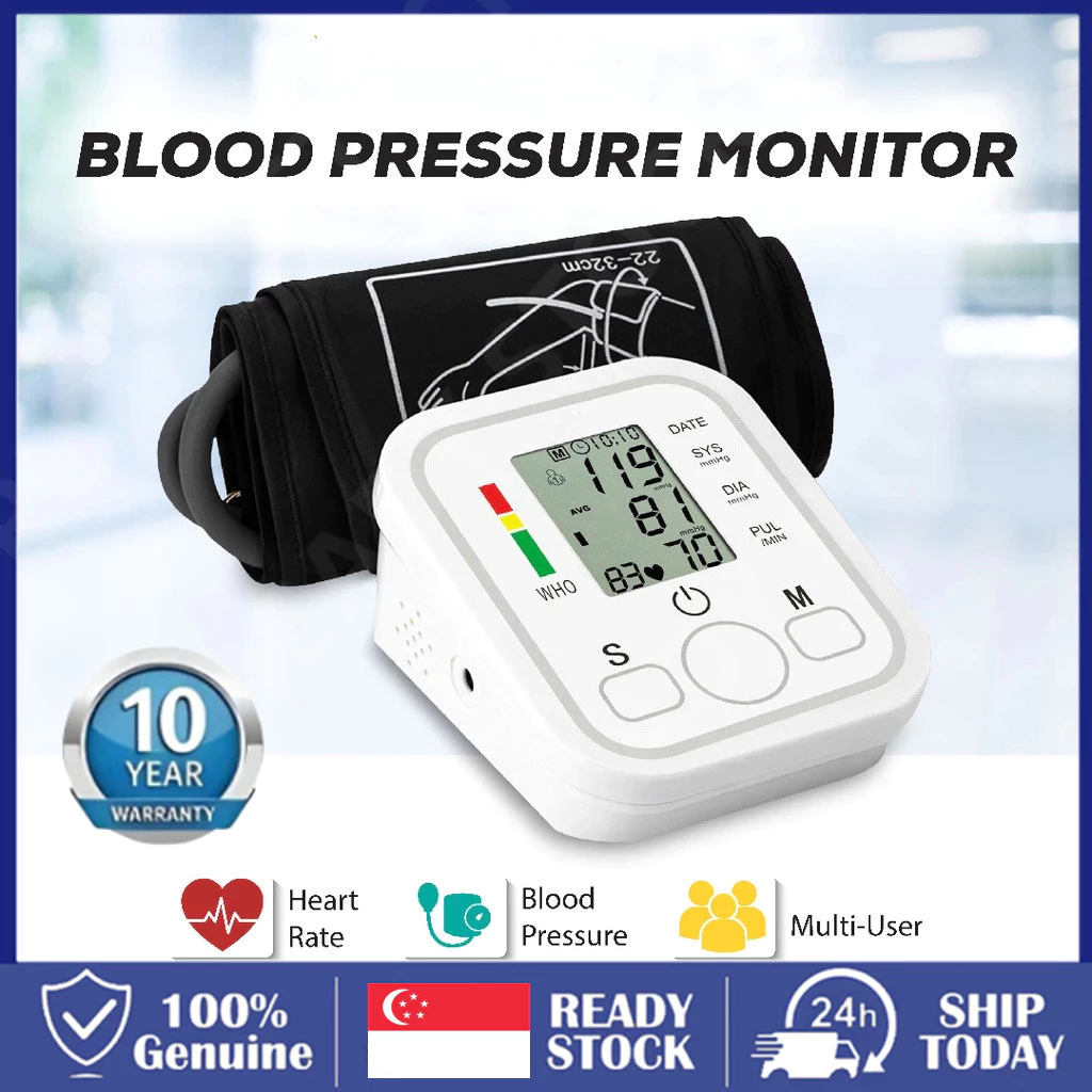 【3-Year Warranty】Blood Pressure Monitor Heart Beat Monitor BP Cuff Arm ...