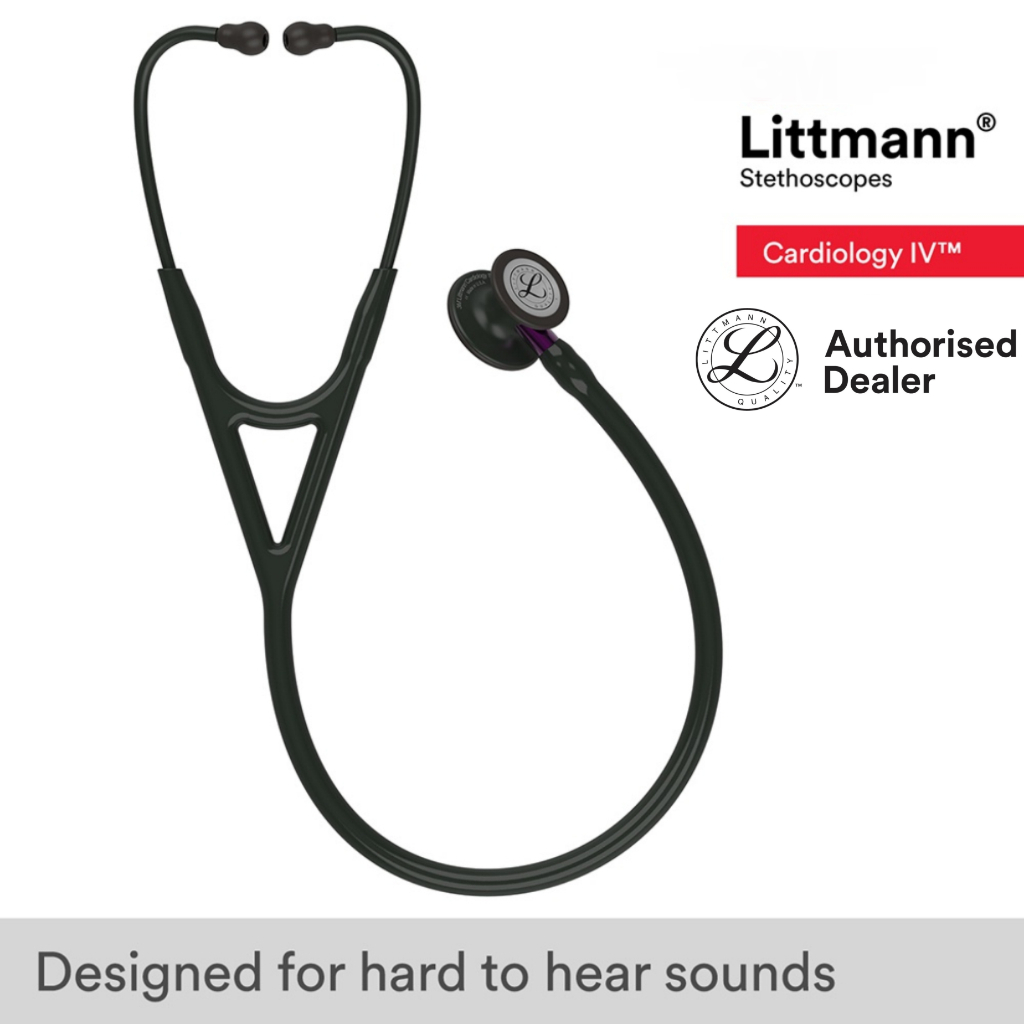 Littmann Stethoscope Black Tube, Black-Finish Chestpiece, Violet