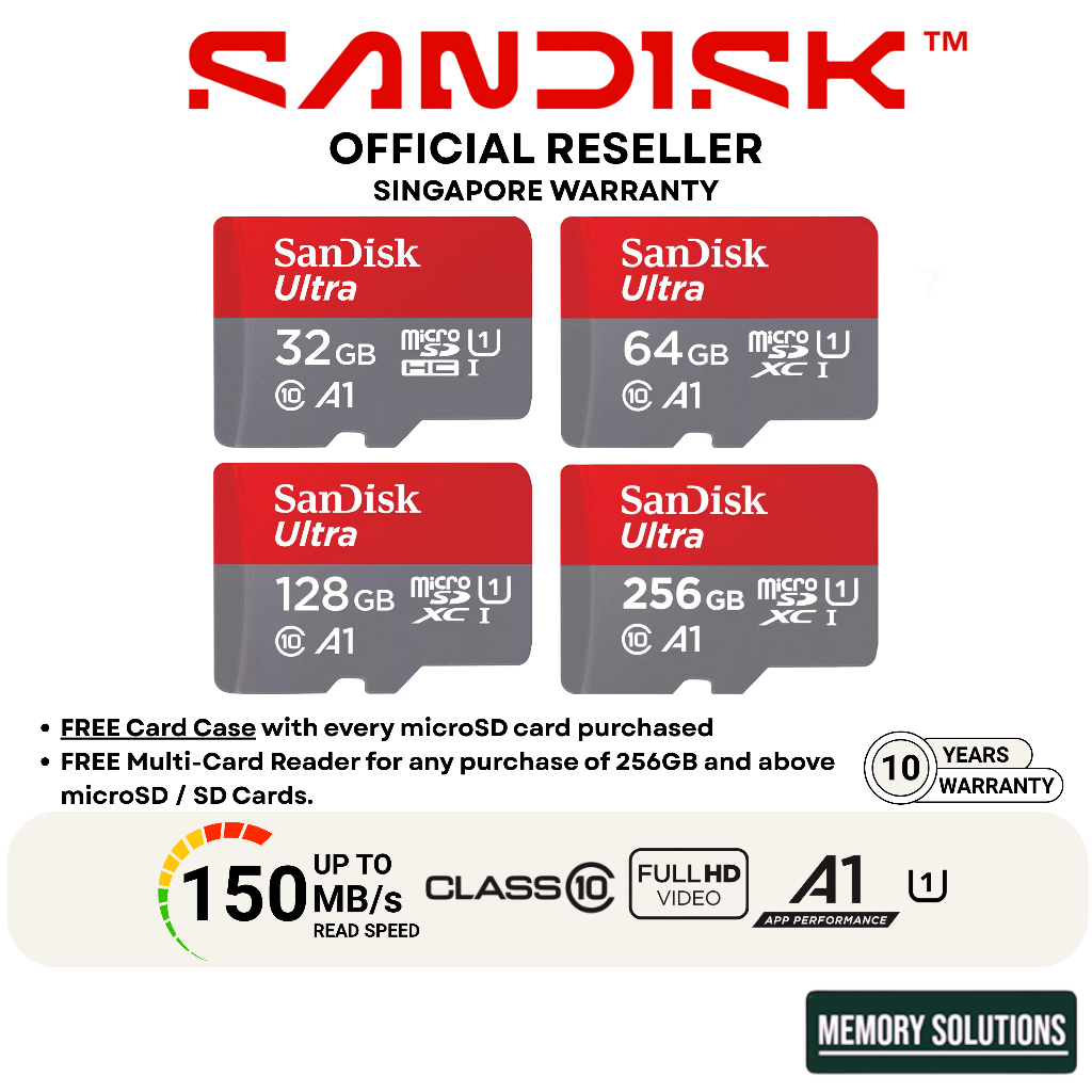 SanDisk Ultra A1 microSD Card Android Windows UHS-I Card C10 32GB 64GB ...
