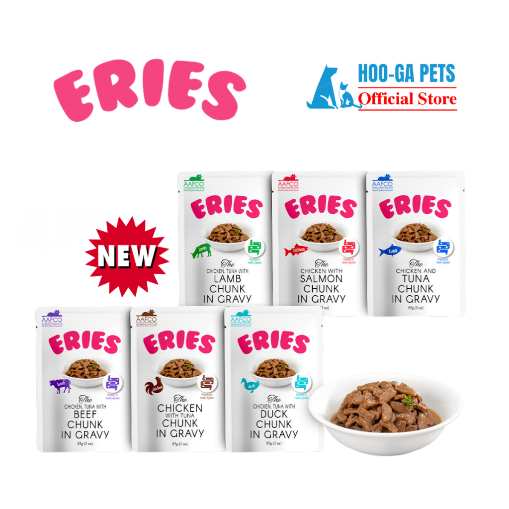 NEW) Eries, Chunk in Gravy Wet Cat Food, 85g Pouch [6 Flavours, 12 or 24  Bundle] AAFCO Approved | Shopee Singapore