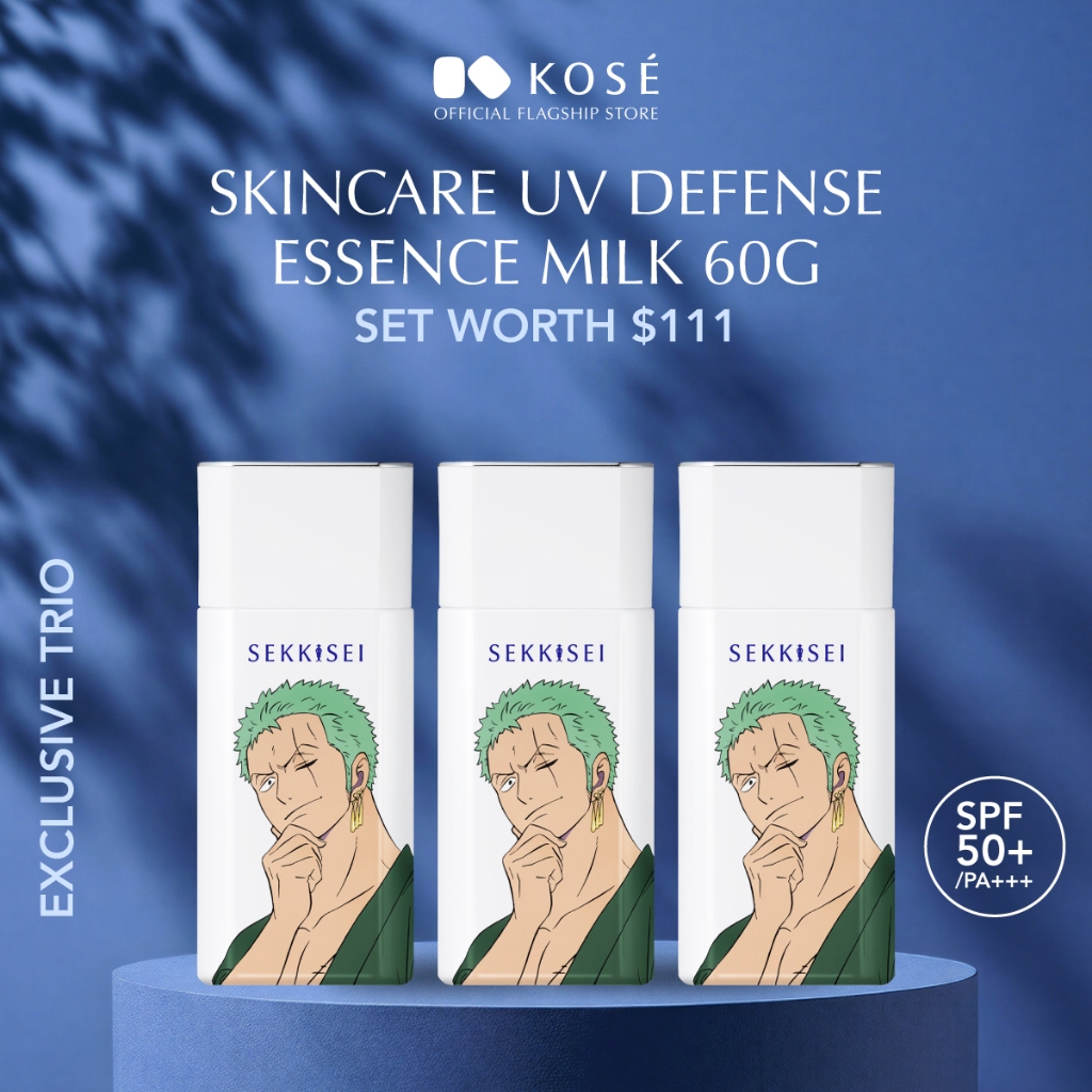 [Trio Set] Kose ONE PIECE x SEKKISEI Skincare UV Defense Essence Milk ...