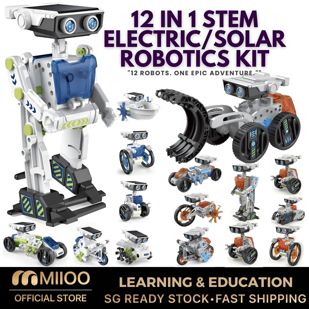 12 in 1 STEM Solar Or Electric Robot Kit, 202 Pieces DIY Scientific ...