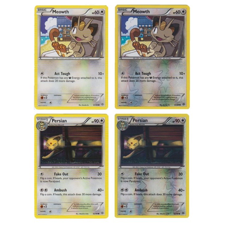 English Pokemon Card Meowth - 61/98 / Persian - 62/98 - Common