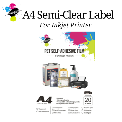 [20pcs] A4 Waterproof Semi Clear Transparent PET Label Sticker for ...
