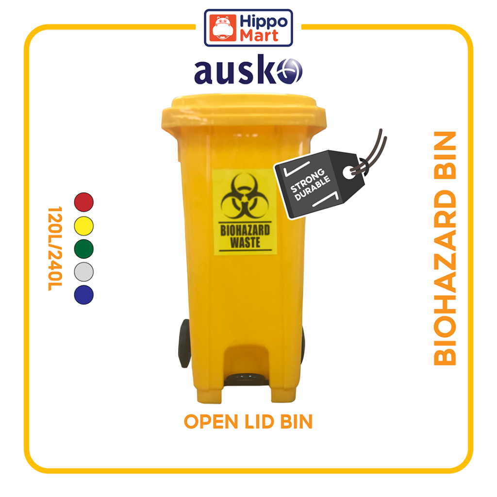Biohazard Dustbin | Integrated Foot Pedal Waste Bin | 120L, 240L ...