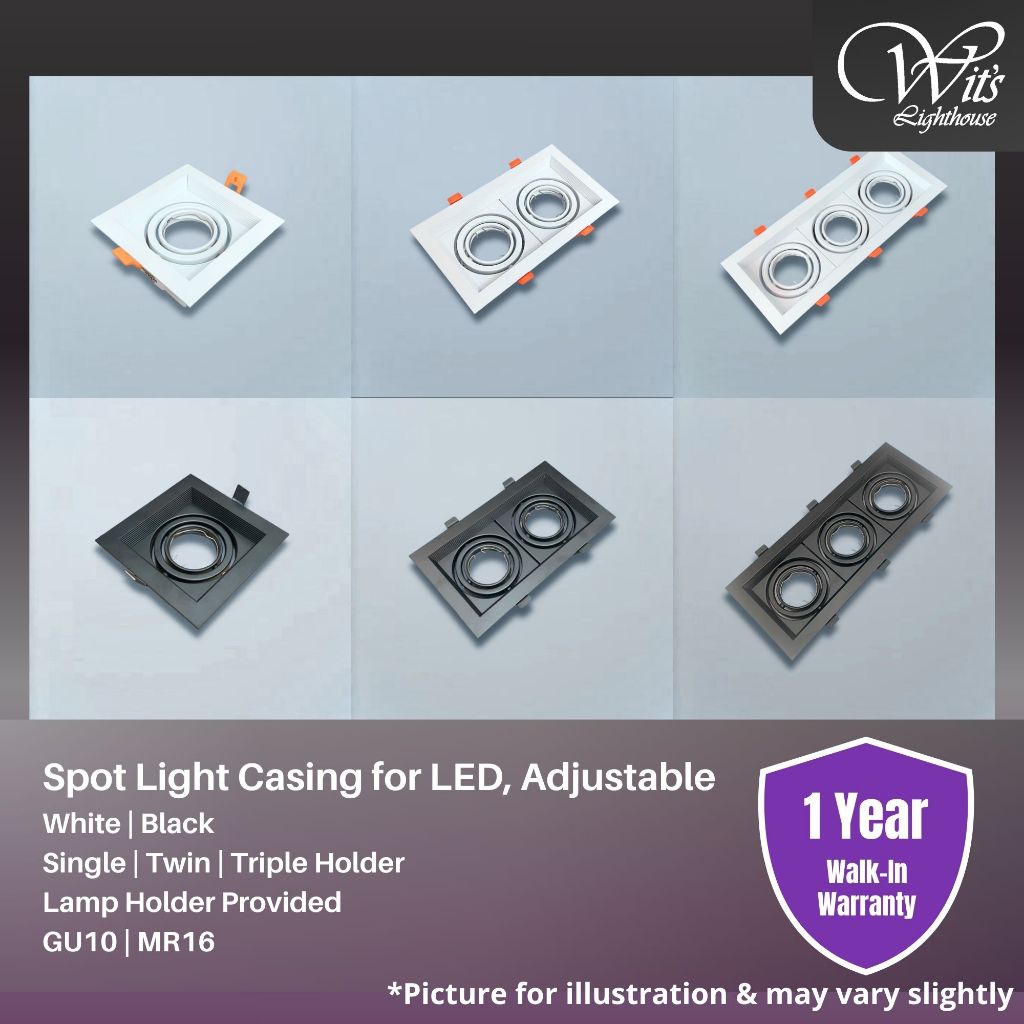 Solid Aluminium GU10 Downlight Casing LED Spotlight Holder White Black ...